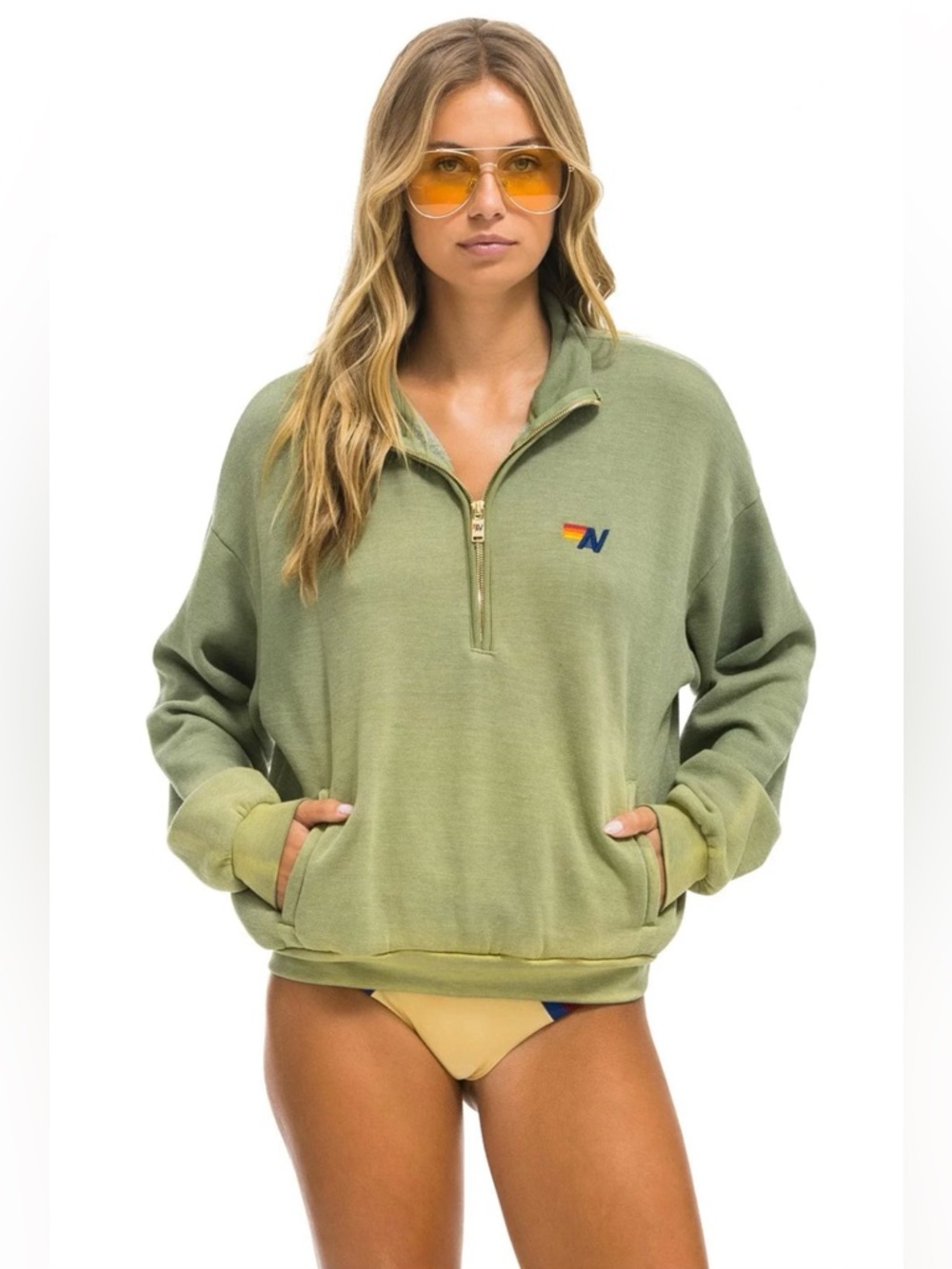Aviator Nation Essential Half Zip Relaxed Sweatshirt - Picture 8 of 11